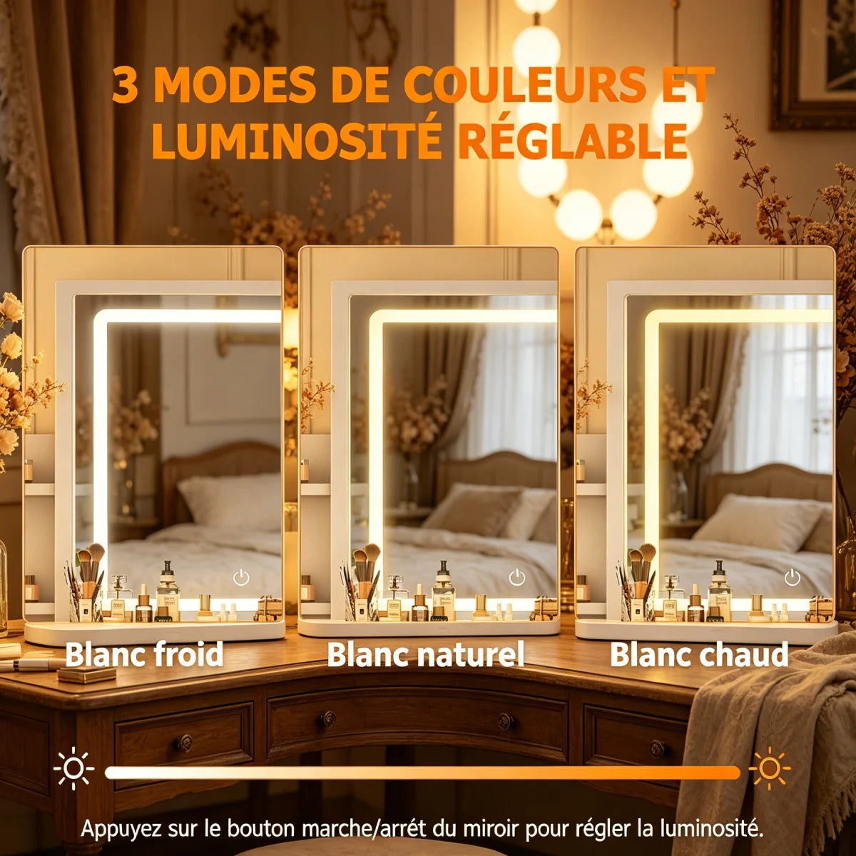 Assemblable Detachable Dressing Table multifonctionnelle avec Led maquillage miroir espace de stockage Tables de vanité Femmes chambre Bureau de maquillage