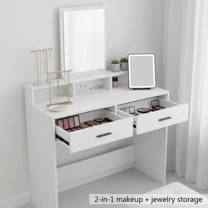 Dressing table with shelf, white, 100 x 41 x 140 cm, wood-based material