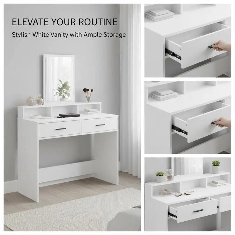 Dressing table with shelf, white, 100 x 41 x 140 cm, wood-based material