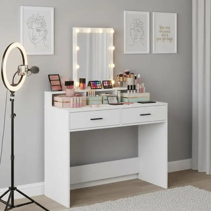 Dressing table with shelf, white, 100 x 41 x 140 cm, wood-based material
